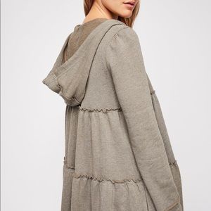 Free People Green Trapeze Zip Up Hoodie size M